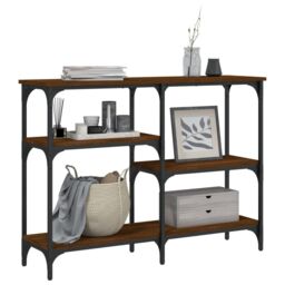 Berkfield Home Console Table Brown Oak 102x29x75 cm Engineered Wood - Size: 102 x 29 x 75 cm - thumbnail 3
