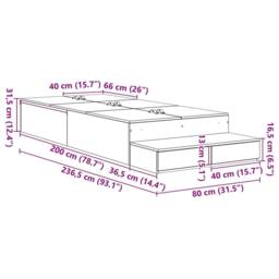 Berkfield Home Storage Bed Frame White Engineered wood 80 x 200 cm Storage - Size: Small Single - thumbnail 9