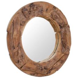 Berkfield Home Decorative Mirror Teak 80 cm Round in Brown - thumbnail 2