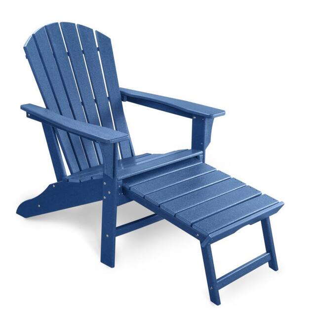 Mona Vale Furniture All-Weather Outdoor Foldable Adirondack Lounge Chair with Footrest in Blue - Size: 1 Seater - image 1