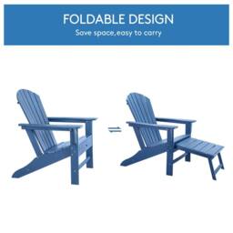 Mona Vale Furniture All-Weather Outdoor Foldable Adirondack Lounge Chair with Footrest in Blue - Size: 1 Seater - thumbnail 6