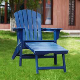 Mona Vale Furniture All-Weather Outdoor Foldable Adirondack Lounge Chair with Footrest in Blue - Size: 1 Seater - thumbnail 2