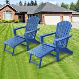 Mona Vale Furniture All-Weather Outdoor Foldable Adirondack Lounge Chair with Footrest in Blue - Size: 1 Seater - thumbnail 3