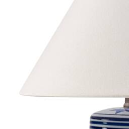 Wyld and Coco Porcelain Table Lamp - White-Blue Floral Base Linen Shade in White - thumbnail 5