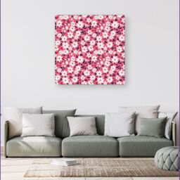 Warren Reed - Designer Small Cute White Flower Pattern Canvas in Pink - Size: w40 inch x h40 inch - thumbnail 4