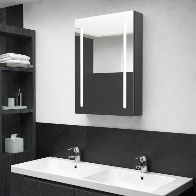 Berkfield Home LED Bathroom Mirror Cabinet Grey 50x13x70 cm - Size: 50 x 13 x 70 cm - image 1