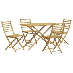 Berkfield Home 5 Piece Garden Dining Set Bamboo in Brown - thumbnail 2