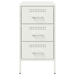 Berkfield Home Bedside Cabinet White 36x39x68 cm Steel - Size: 36 x 39 x 68 cm - thumbnail 6