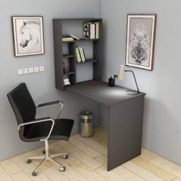 Destina Home Computer Desk with Shelves Space Saving Foldable Desk - Merril in Dark Grey - Size: 1 Pack - thumbnail 2