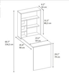 Destina Home Computer Desk with Shelves Space Saving Foldable Desk - Merril in Dark Grey - Size: 1 Pack - thumbnail 6
