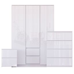 Home Discount Vida Designs Glinton 3Pc Bedroom Set(2Dr Bedside, 4Dr Chest, Wardrobe) in White - thumbnail 5