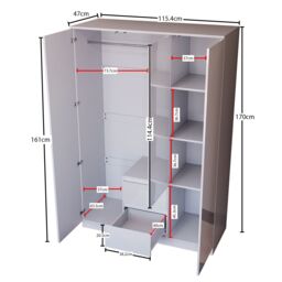 Home Discount Vida Designs Glinton 3Pc Bedroom Set(2Dr Bedside, 4Dr Chest, Wardrobe) in White - thumbnail 4
