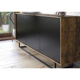 Mex Furniture LTD Sideboard Vista Loft 140cm - Rustic & Black Doors - thumbnail 3