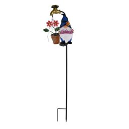 Obasyhig Pack of 1 Outdoor Gnome Solar Garden Water Faucet Ground Warm Light in Yellow - thumbnail 3