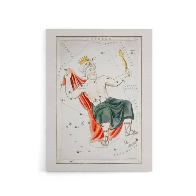 "Artery8 Vintage Cepheus Constellation Illustration Hall Canvas Wall Art Print in White - Size: W18"" x H24""" - image 1