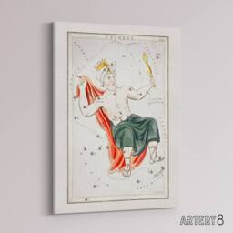 "Artery8 Vintage Cepheus Constellation Illustration Hall Canvas Wall Art Print in White - Size: W18"" x H24""" - thumbnail 2