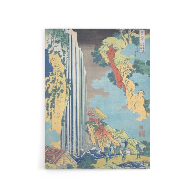 "Artery8 Ono Waterfall On The Kisokaido Canvas Wall Art Print Hokusai in Orange - Size: W18"" x H24""" - image 1