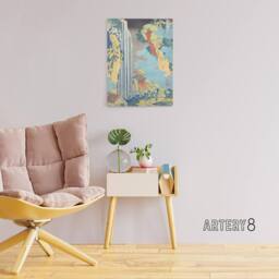 "Artery8 Ono Waterfall On The Kisokaido Canvas Wall Art Print Hokusai in Orange - Size: W18"" x H24""" - thumbnail 3