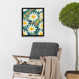 "Artery8 Wall Art Print Lazy Daisy Afternoon Blossoms Flowers Oxeye Daisies In Meadow Sunlight Art Framed in Black - Size: W12"" x H16""" - thumbnail 2