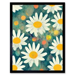 "Artery8 Wall Art Print Lazy Daisy Afternoon Blossoms Flowers Oxeye Daisies In Meadow Sunlight Art Framed in Black - Size: W12"" x H16""" - thumbnail 1