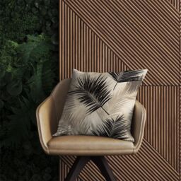 Warren Reed - Designer Black & White Tropical Palm Leaves Outdoor Cushion in Grey - Size: 60 cm x 60 cm - thumbnail 2