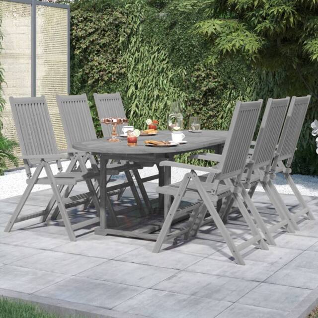 Berkfield Home 7 Piece Garden Dining Set Solid Wood Acacia in Grey - image 1