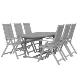 Berkfield Home 7 Piece Garden Dining Set Solid Wood Acacia in Grey - thumbnail 3