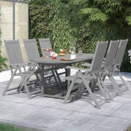 Berkfield Home 7 Piece Garden Dining Set Solid Wood Acacia in Grey