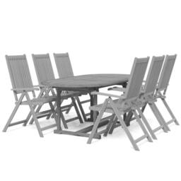 Berkfield Home 7 Piece Garden Dining Set Solid Wood Acacia in Grey - thumbnail 2