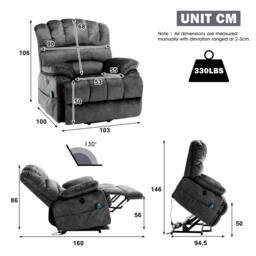 Matteo Electric Power Lift Recliner Armchair, Massage & Heat, Grey - thumbnail 6