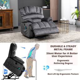 Matteo Electric Power Lift Recliner Armchair, Massage & Heat, Grey - thumbnail 9