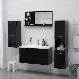 Berkfield Home Bathroom Mirror Black 90x10.5x45 cm Engineered Wood - thumbnail 4