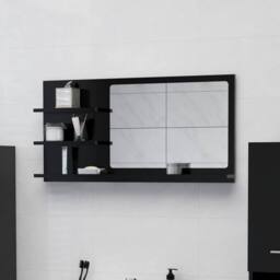 Berkfield Home Bathroom Mirror Black 90x10.5x45 cm Engineered Wood - thumbnail 2