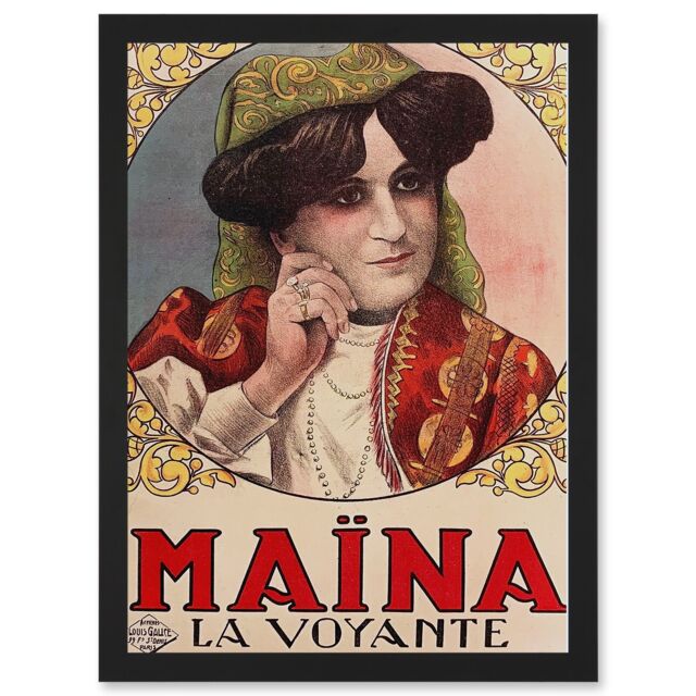 Artery8 Galice 1930 Advert Maina Seer Voyante Monica Apartment Friends Artwork Framed Wall Art Print A4 in Black - image 1