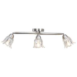 Berkfield Home Elegant Ceiling Lamp with Transparent Glass Shades for 3 E14 Bulb in Silver - thumbnail 3
