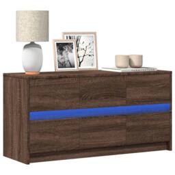 Berkfield Home TV Cabinet with LED Brown Oak 100x34x50 cm Engineered Wood - Size: 100 x 34 x 50 cm - thumbnail 2