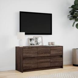 Berkfield Home TV Cabinet with LED Brown Oak 100x34x50 cm Engineered Wood - Size: 100 x 34 x 50 cm - thumbnail 4