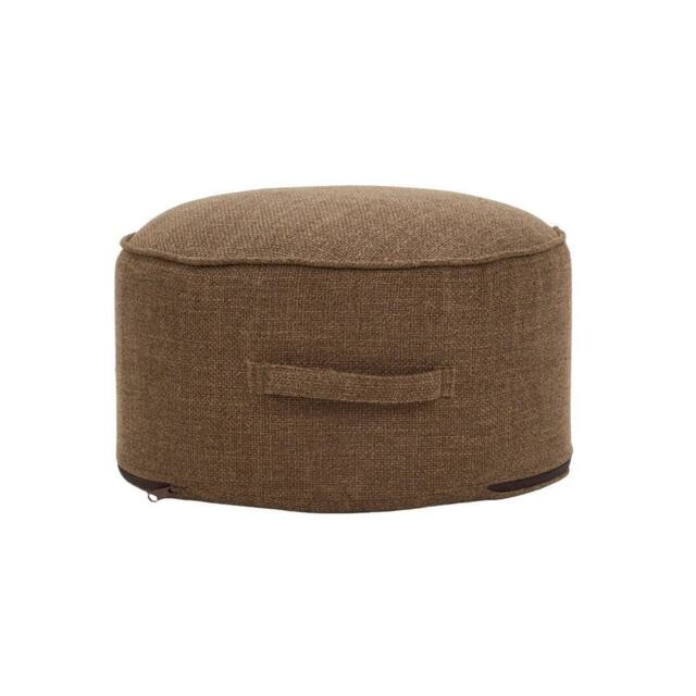 KORVIXA Brown Round Linen Bean Bag Pouf Ottoman Footstool Stool for Sofa - Size: 100 cm x 100 cm - image 1