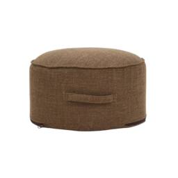 KORVIXA Brown Round Linen Bean Bag Pouf Ottoman Footstool Stool for Sofa - Size: 100 cm x 100 cm - thumbnail 1