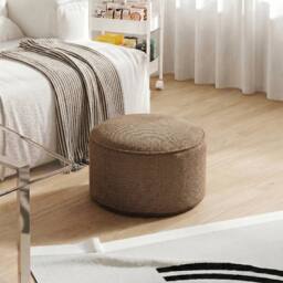 KORVIXA Brown Round Linen Bean Bag Pouf Ottoman Footstool Stool for Sofa - Size: 100 cm x 100 cm - thumbnail 3