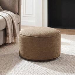 KORVIXA Brown Round Linen Bean Bag Pouf Ottoman Footstool Stool for Sofa - Size: 100 cm x 100 cm - thumbnail 2