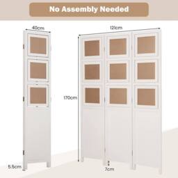 KORVIXA Room Divider with 9 Swivel Photo Frames in White - Size: 500mm - thumbnail 2