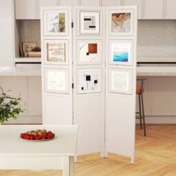 KORVIXA Room Divider with 9 Swivel Photo Frames in White - Size: 500mm - thumbnail 3