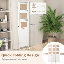 KORVIXA Room Divider with 9 Swivel Photo Frames in White - Size: 500mm - thumbnail 5