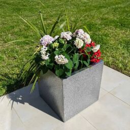 Access Garden Products 50cm Mottled Zinc Galvanised Silver & Black Textured Square Planter - thumbnail 1