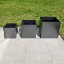 Access Garden Products 50cm Mottled Zinc Galvanised Silver & Black Textured Square Planter - thumbnail 3