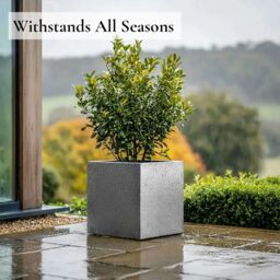 Access Garden Products 50cm Mottled Zinc Galvanised Silver & Black Textured Square Planter - thumbnail 8