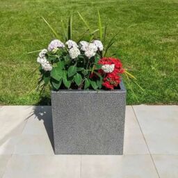 Access Garden Products 50cm Mottled Zinc Galvanised Silver & Black Textured Square Planter - thumbnail 2
