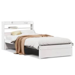 Berkfield Home Bed Frame with Headboard without Mattress White 75x190 cm Small Single - thumbnail 1