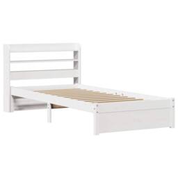 Berkfield Home Bed Frame with Headboard without Mattress White 75x190 cm Small Single - thumbnail 3
